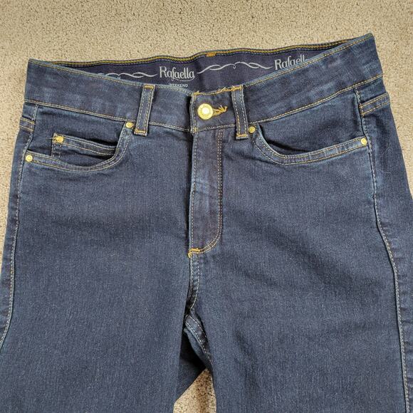 Rafaella Womens Weekend Jean 6 Blue Dark Wash Mid Rise Straight Leg Stretch - Picture 3 of 13